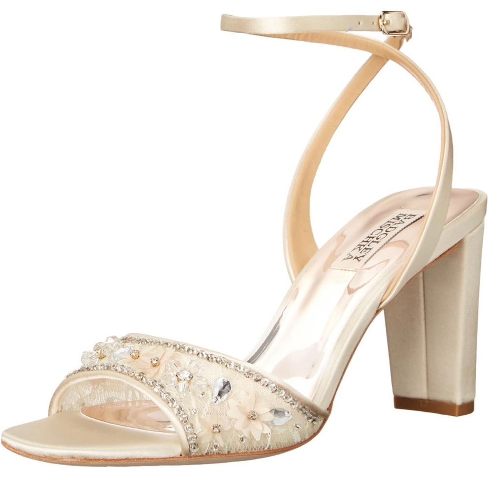 Badgley Mischka Ivory Satin Heels